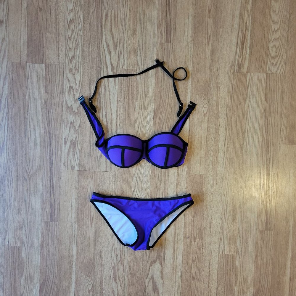 Purple and black bikini